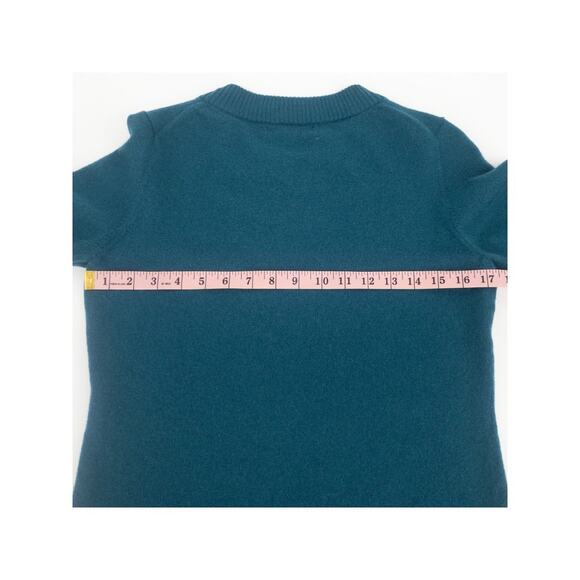 Banana Republic Merino Wool Sweater L Teal Blue Crewneck Minimalist Chic - Picture 9 of 11